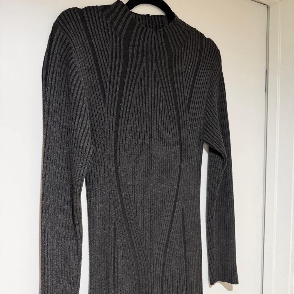 French Connection Mari Rib Mock Neck Long Sleeve Maxi Dress